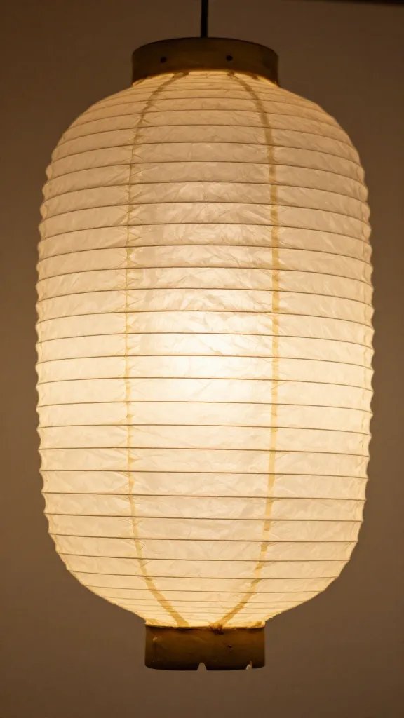 closeup of one vintage/simple paper lantern hanging