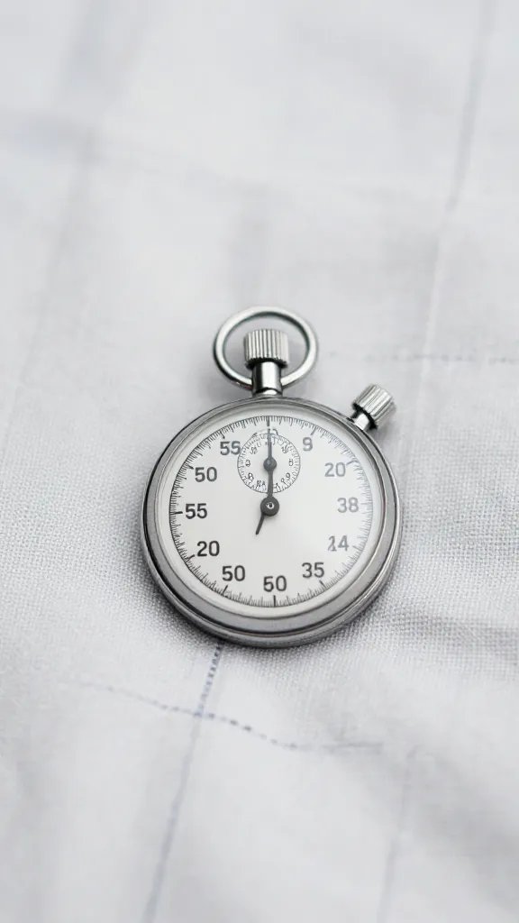 Closeup of a single stopwatch on a picnic blanket edge
