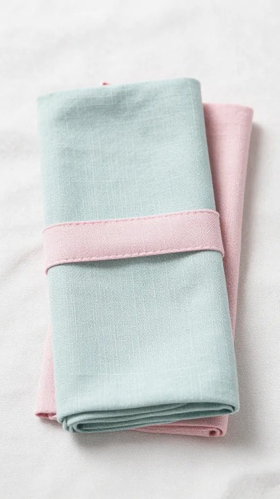 closeup of pastel linen napkin fold on picnic blanket