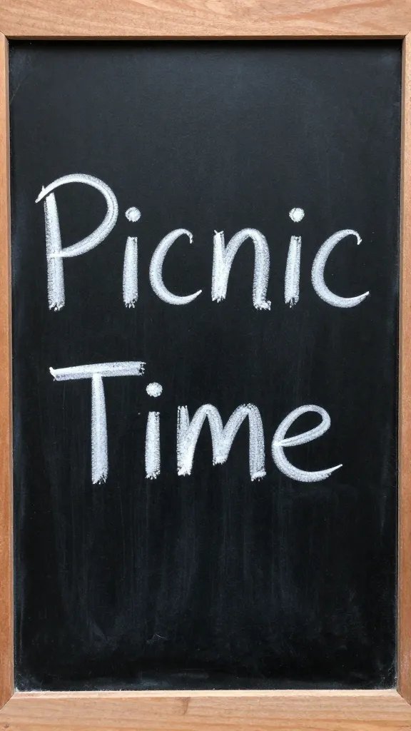 closeup of a single chalkboard sign with “Picnic Time” text