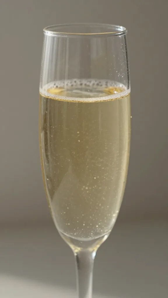 closeup crystal champagne flute with sunlight on rim