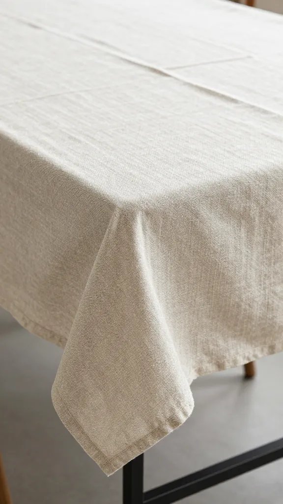 closeup of a linen table runner on a folding table