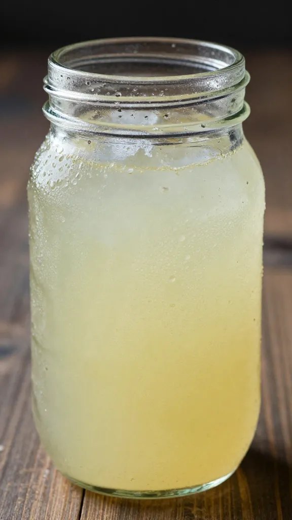 closeup of a single glass jar of lemonade with condensation