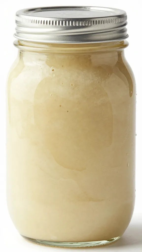 closeup of a single mason jar of salad dressing