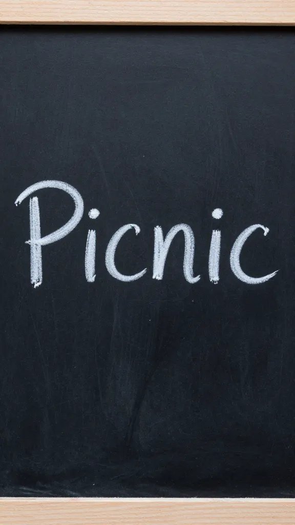 closeup of a single chalkboard sign with 'Picnic' text