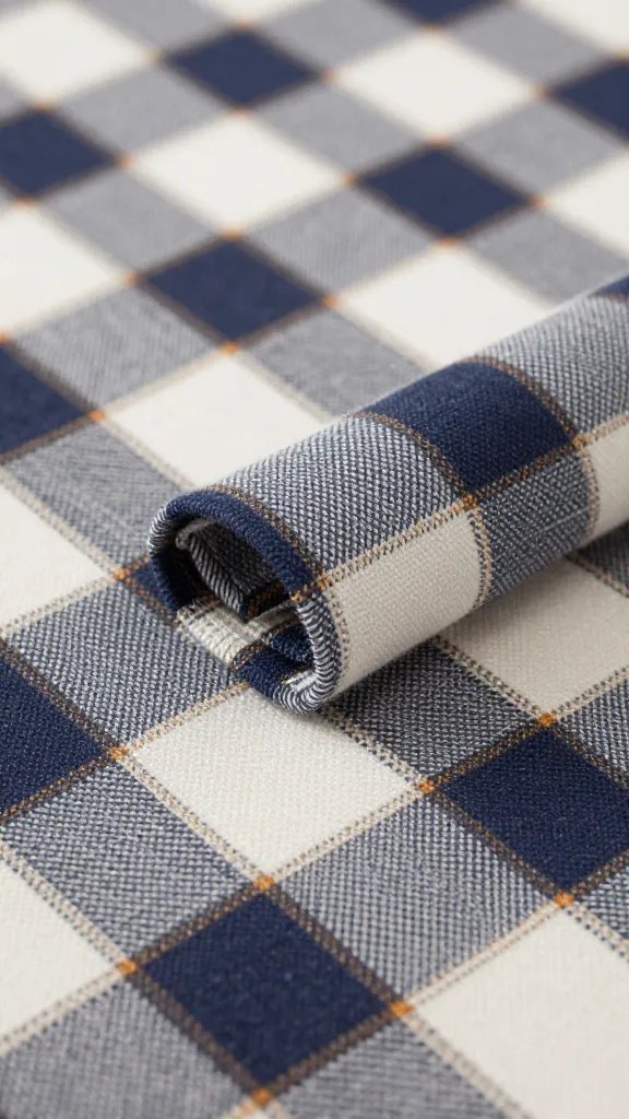 closeup of a stylish plaid picnic blanket fold