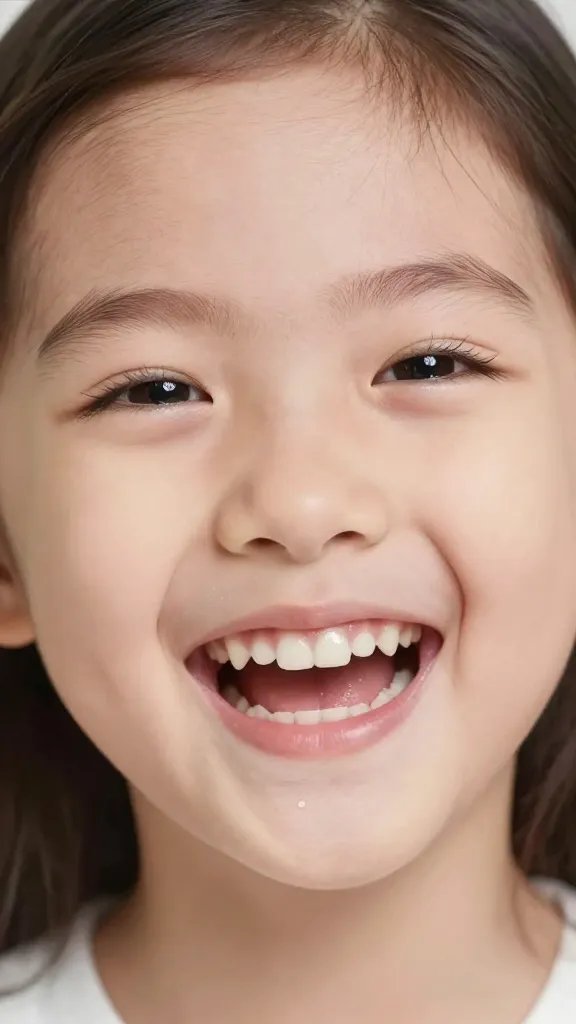 closeup of daughter’s eyes sparkling during candid laugh