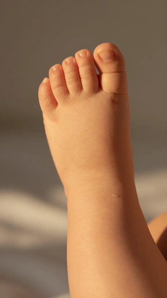 Close portrait of baby toes in golden hour glow