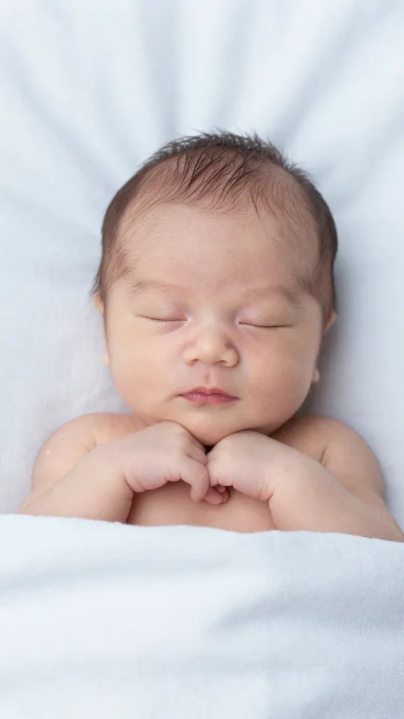 Close portrait of peaceful newborn resting on a picnic blanket