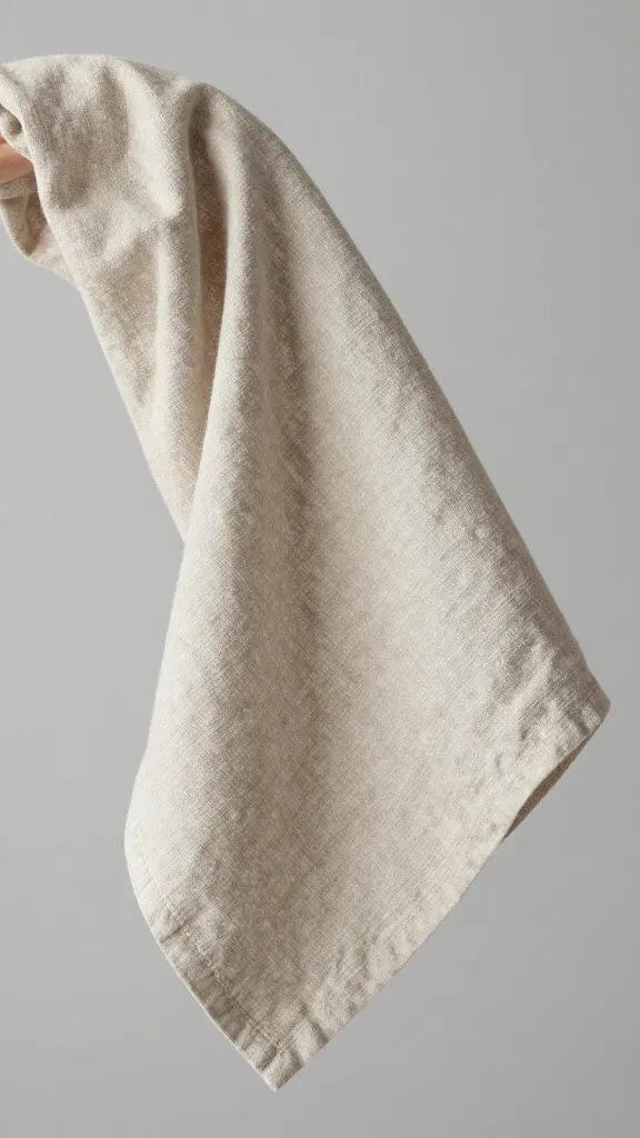 closeup of a linen napkin fluttering in a gentle breeze