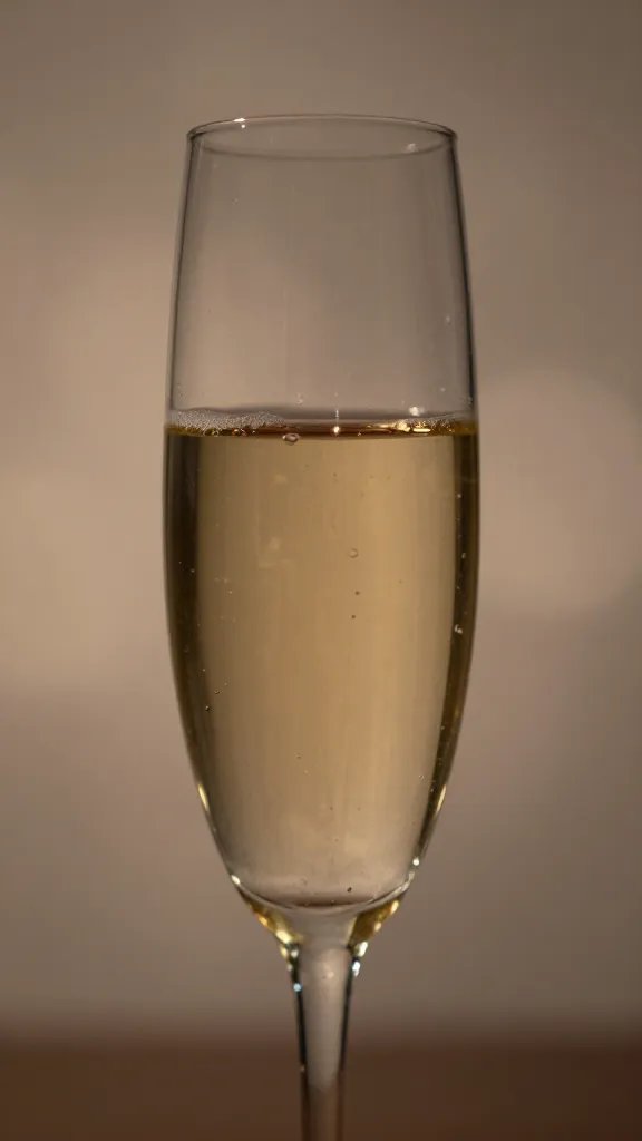 Closeup of champagne flute with soft shade bokeh behind