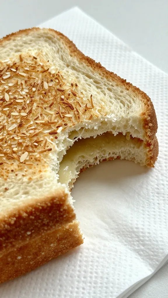 Intimate closeup of a single bitten sandwich on paper napkin