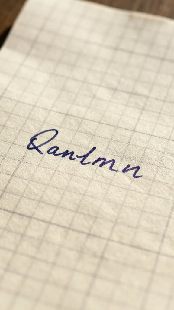 closeup of handwritten note on checkered napkin, sunlit background