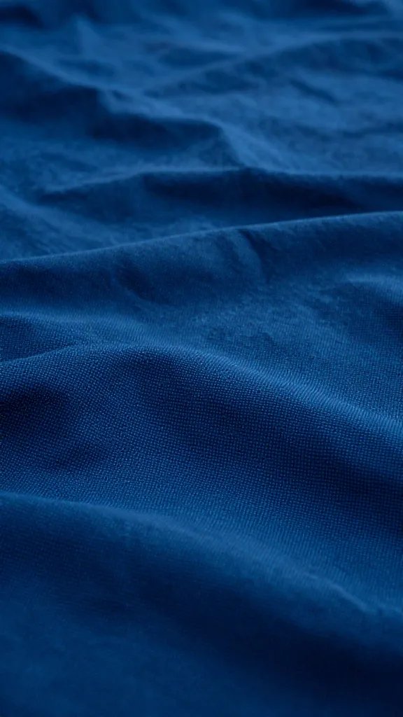 closeup of a solitary picnic blanket texture in moody blue shadows