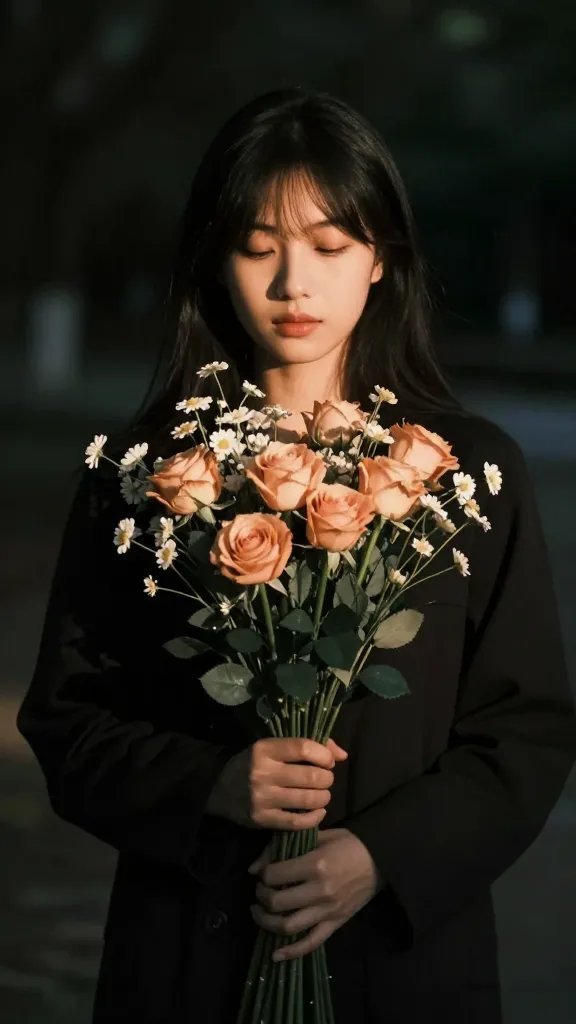 intimate portrait of a single bouquet in dim outdoor shade