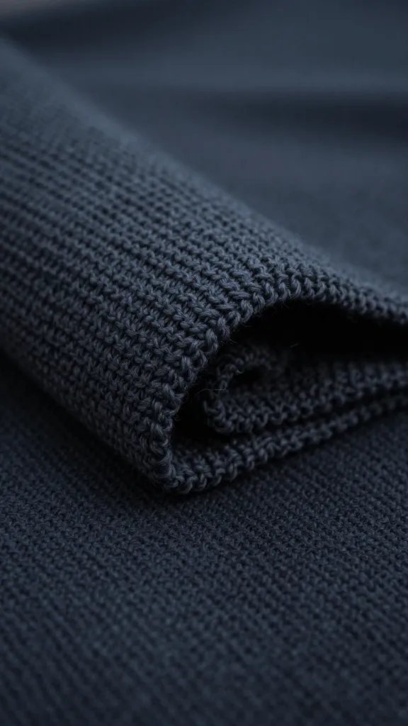 closeup of a lone knit blanket fold in dusk-moody tones