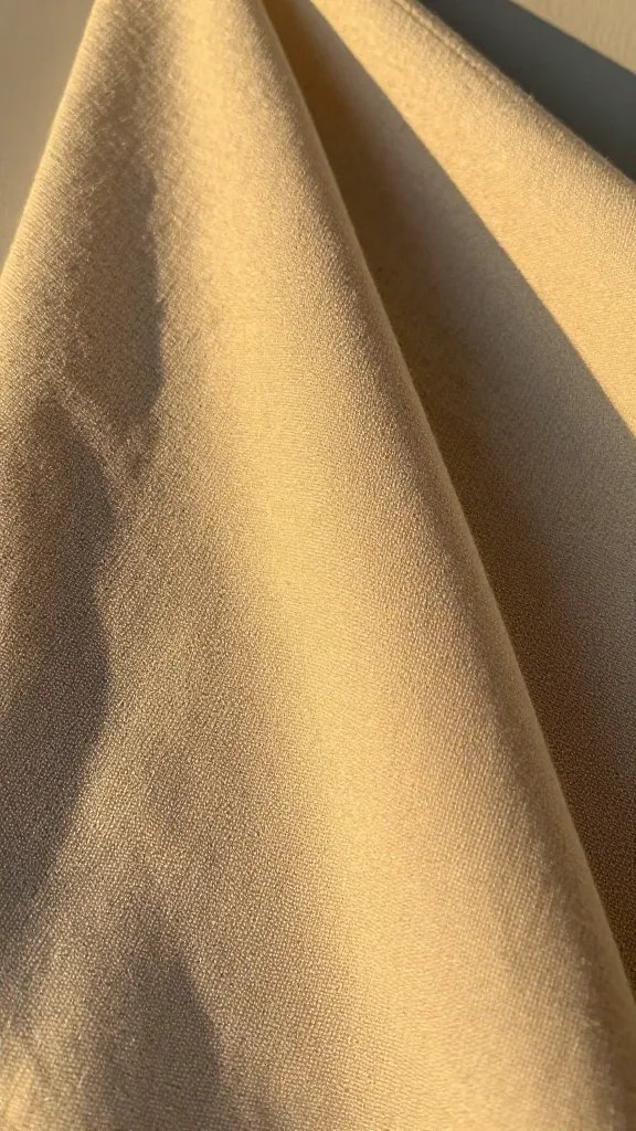 closeup of linen napkin fold catching buttery golden hour light