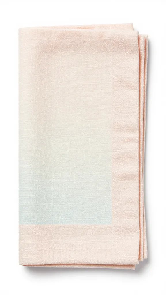 closeup of a single cloth napkin folded neatly, pastel tones