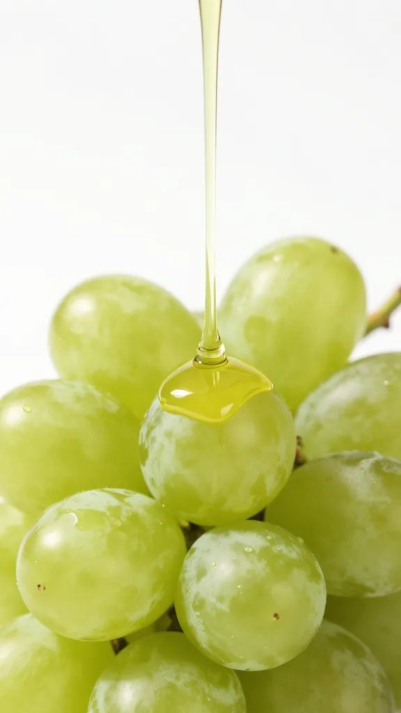 closeup of olive oil drizzle over fresh grapes