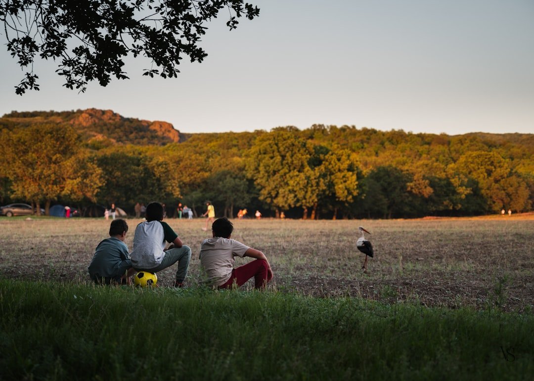 Friends at golden hour in a summer meadow