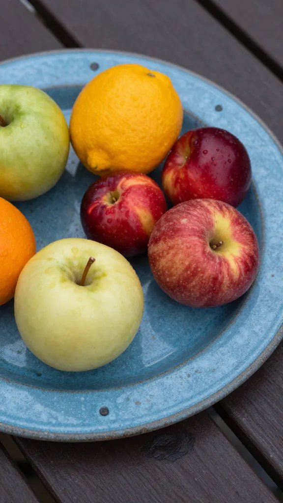 closeup of a weatherproof picnic plate with fruit