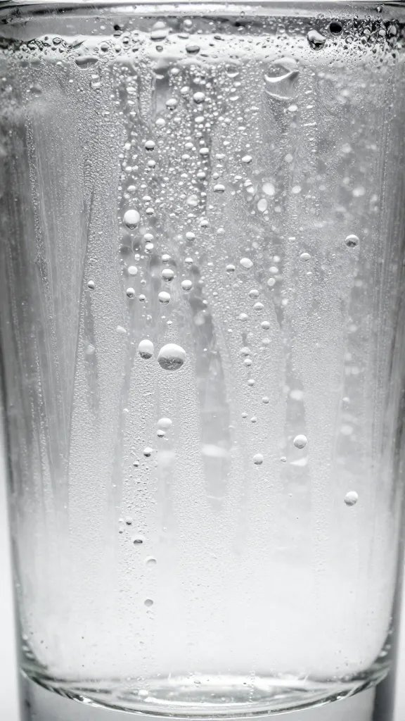 closeup of a single crystal water glass with condensation