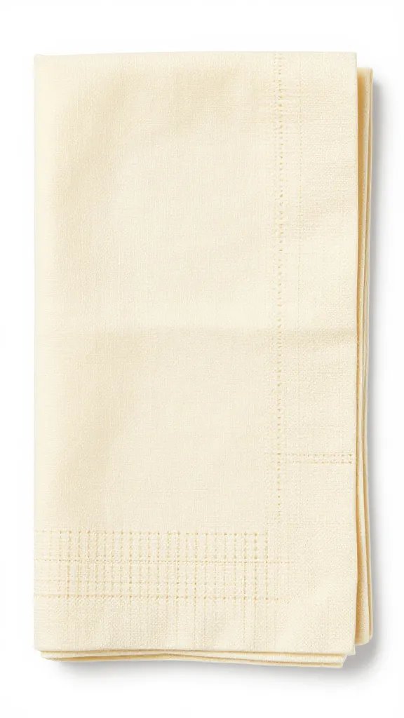 closeup of a single folded napkin with linen texture