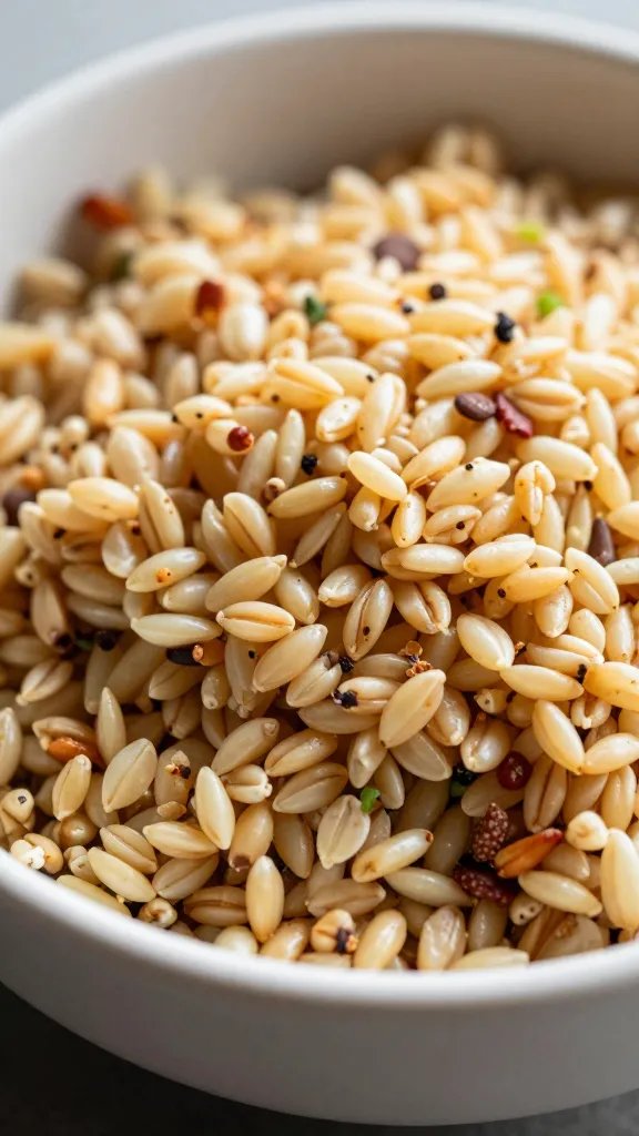 closeup of a single grain bowl with autumn salad