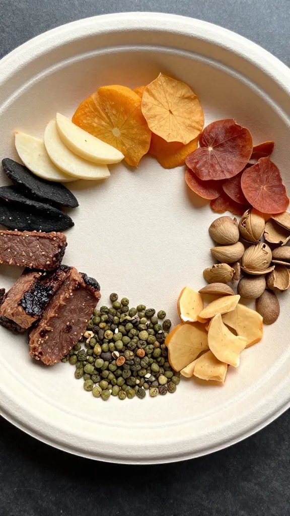 closeup of a single compostable plate with fall ingredients