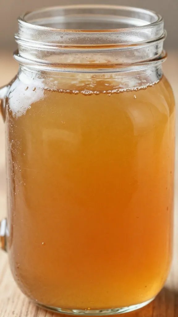closeup of a mason jar filled with warm apple cider