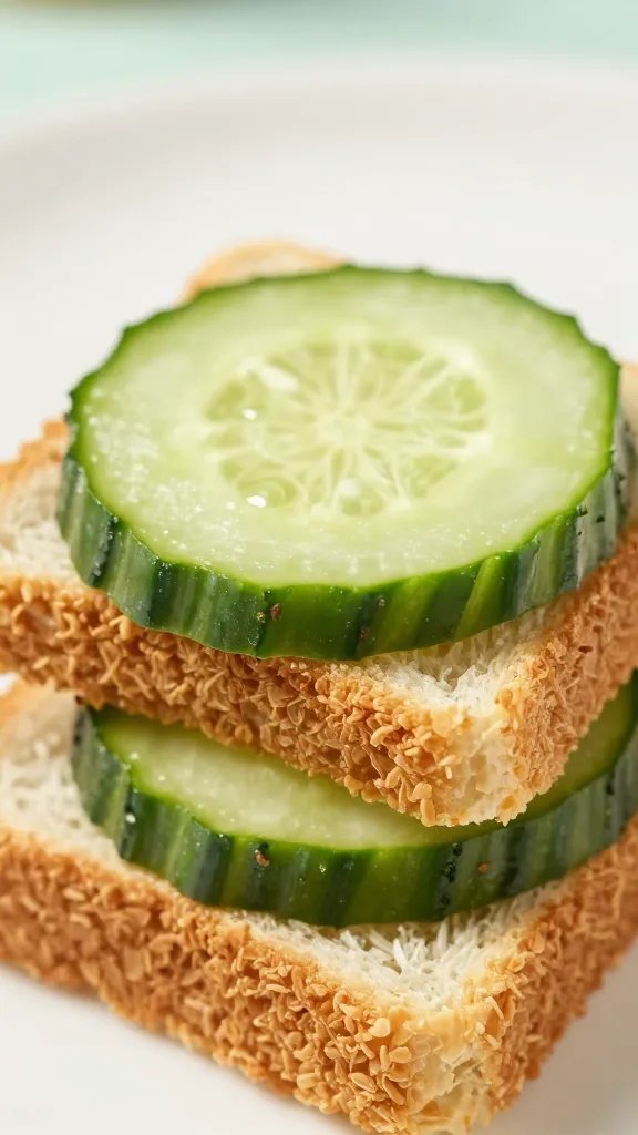 macro of mini cucumber tea sandwiches with crisp edge