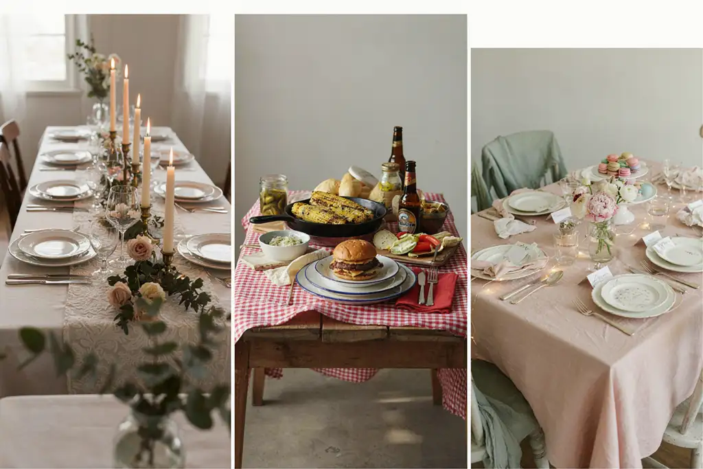 Three table settings for different occasions